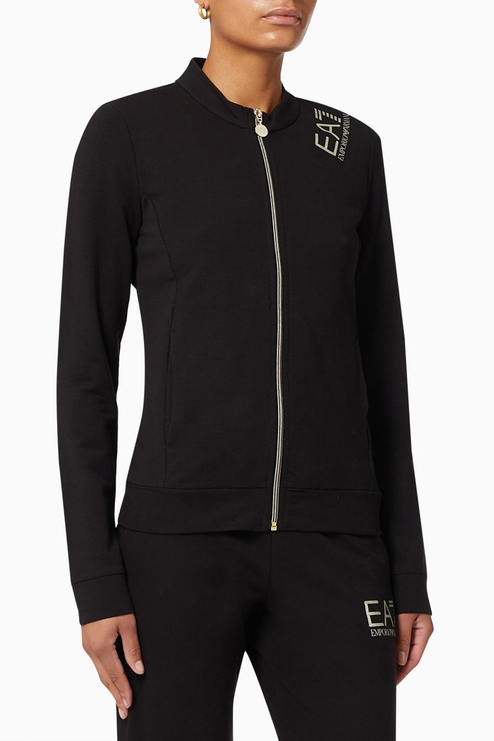 

EA7 Zip Jacket in Cotton, Black