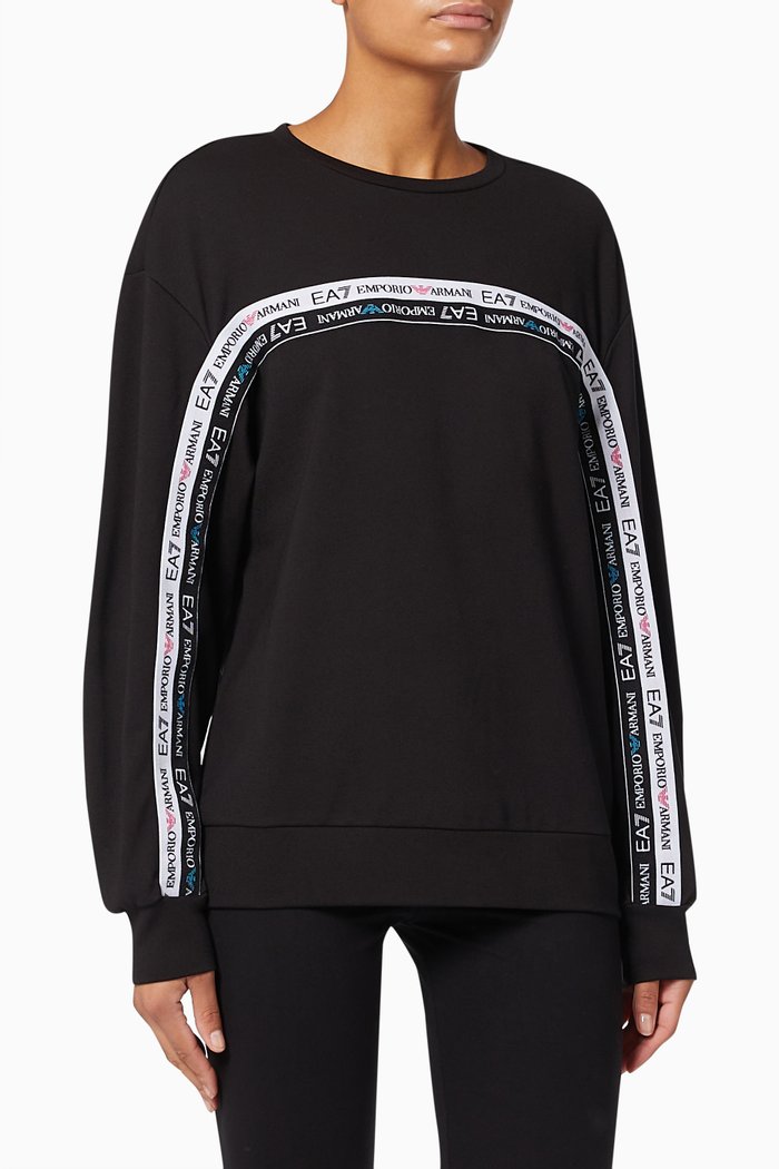 

EA7 Logo Tape Sweatshirt in Cotton, Black
