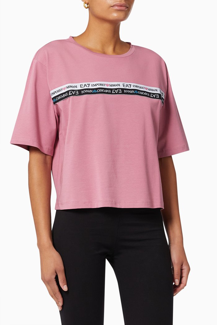 

EA7 Train Logo T-shirt in Cotton Jersey, Pink
