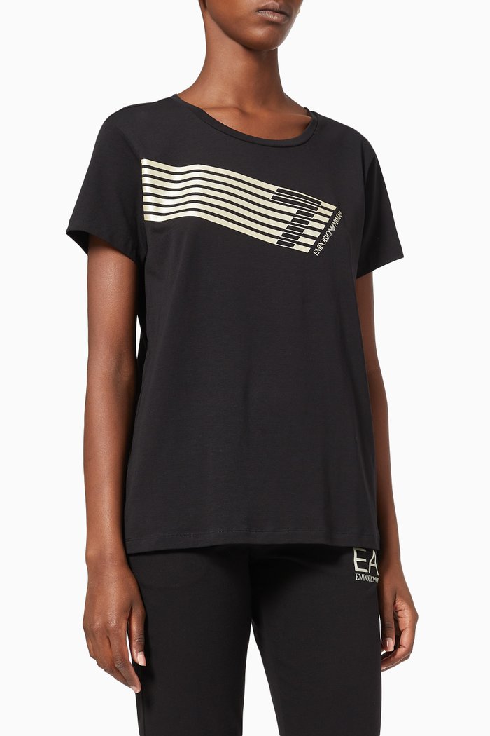 

EA7 Train Logo T-shirt in Cotton Jersey, Black