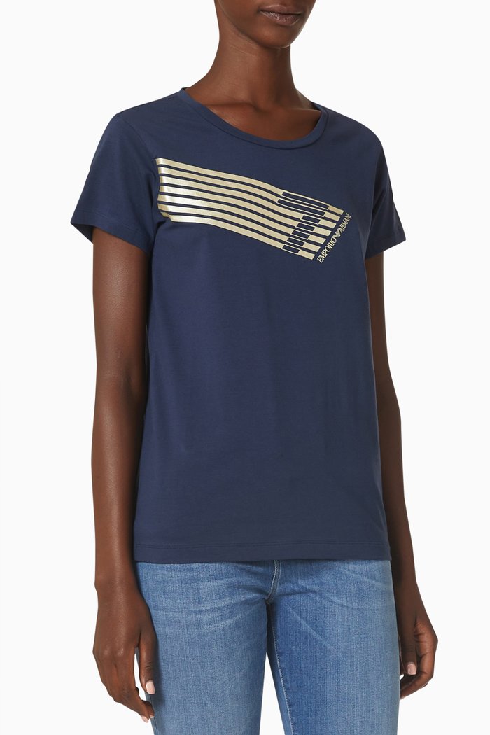 

EA7 Train Logo T-shirt in Cotton Jersey, Blue