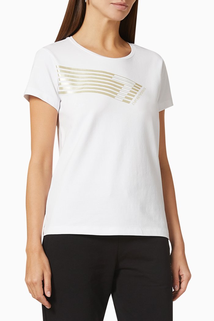

EA7 Train Logo T-shirt in Cotton Jersey, White