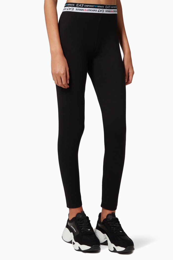 

EA7 Logo-tape Leggings in Jersey, Black