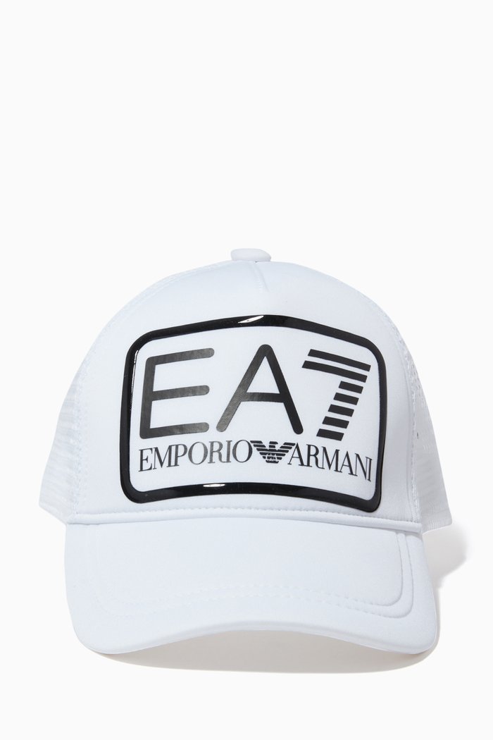

EA7 Train Core ID Baseball Hat in Gabardine & Mesh, White