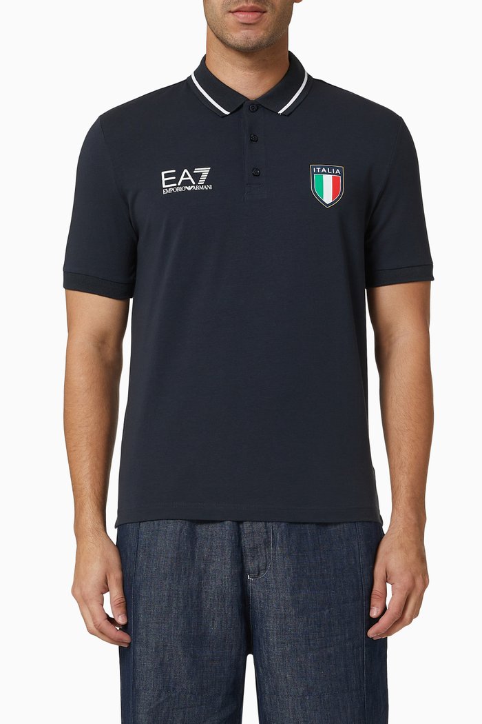 

Logo Polo Shirt in Cotton Piqué, Blue