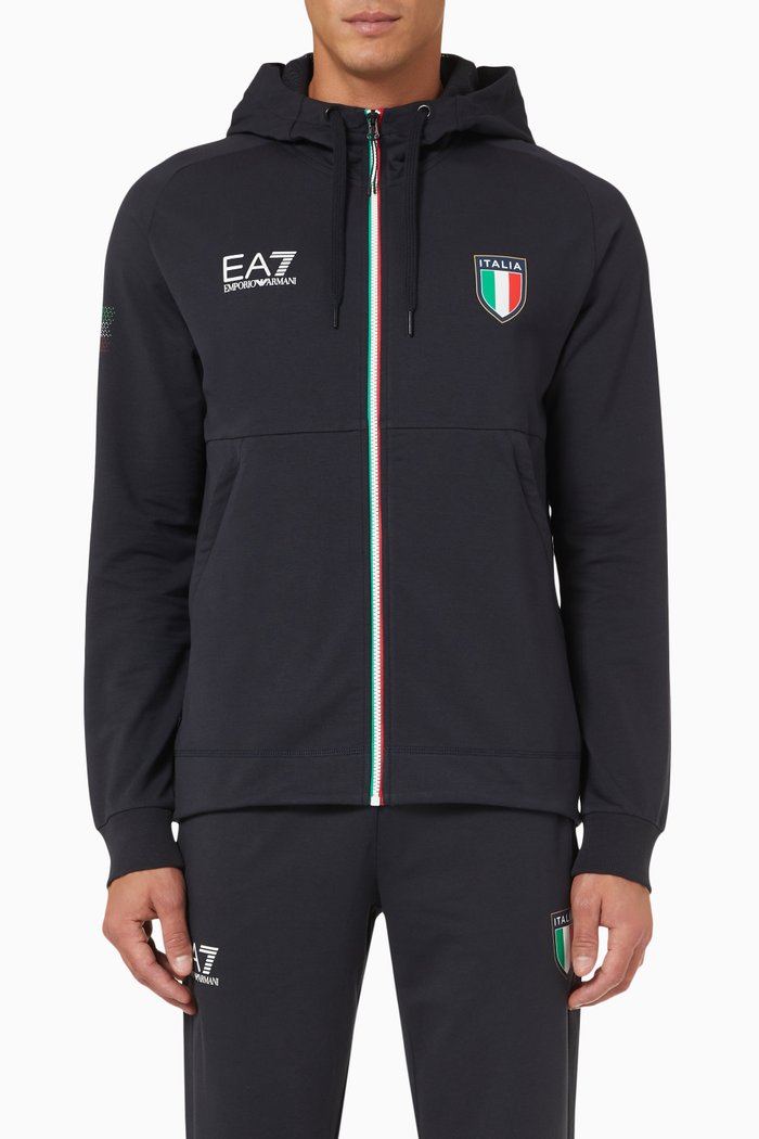 

Team Italia Hooded Sweatshirt in Cotton Jersey, Blue