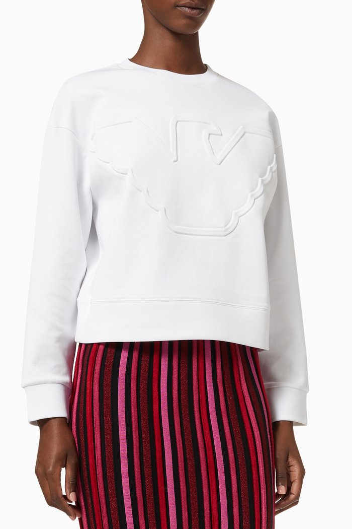 

Embossed Macro Eagle Logo Sweatshirt, White