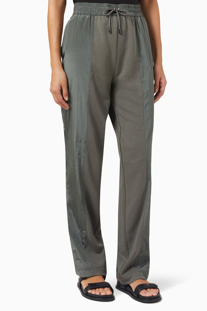 

Panelled Joggers in Nylon & French Terry, Green