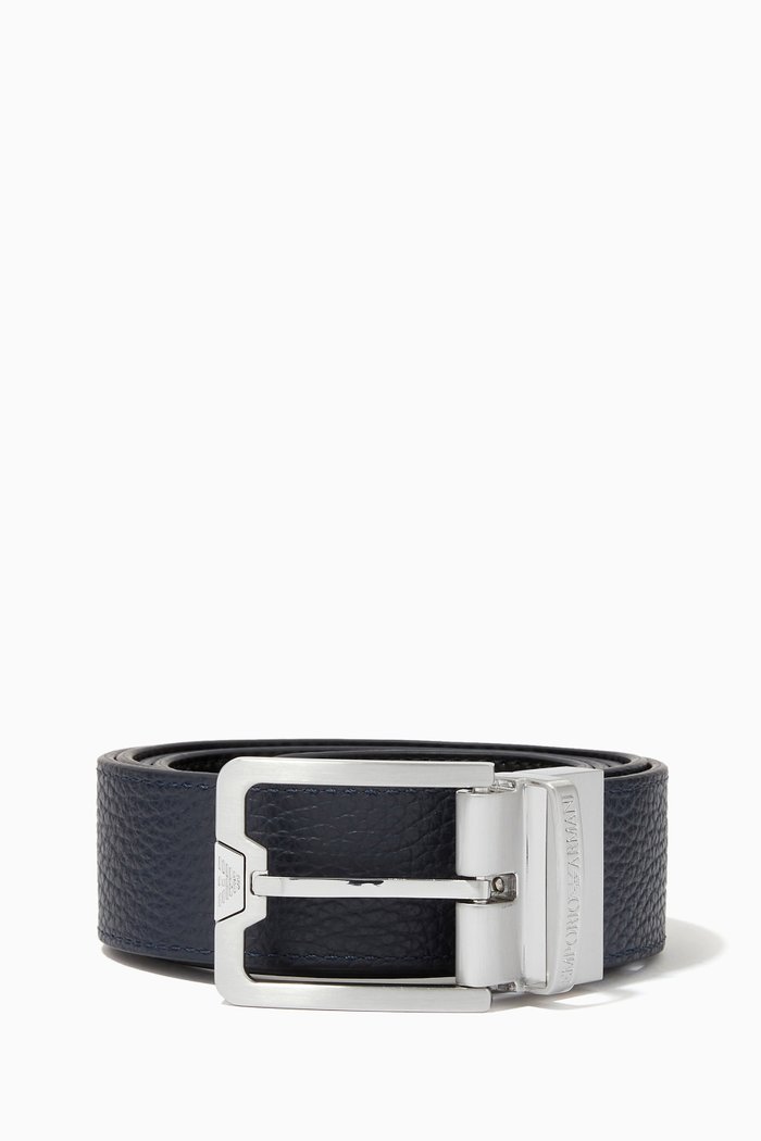 

Classic Reversible Belt in Grained Leather, Blue