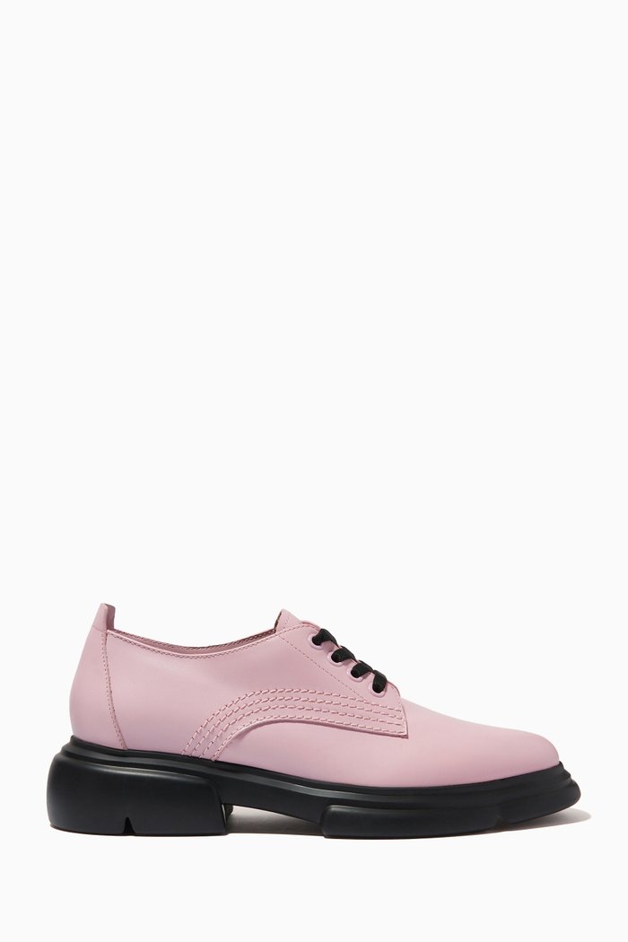 

Chunky Brogues in Smooth Leather, Pink
