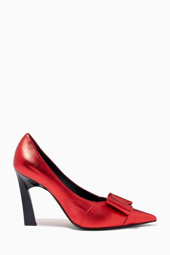 

Bow Heels in Laminated Leather, Red