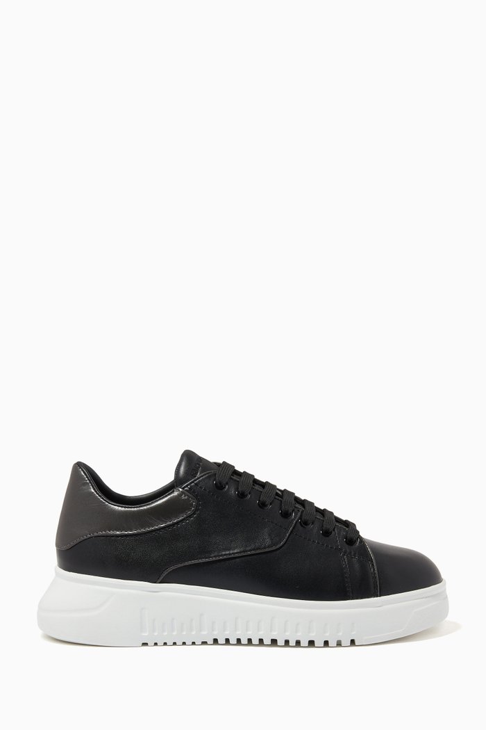 

Icon Sneakers in Laminated Vegan Leather, Black