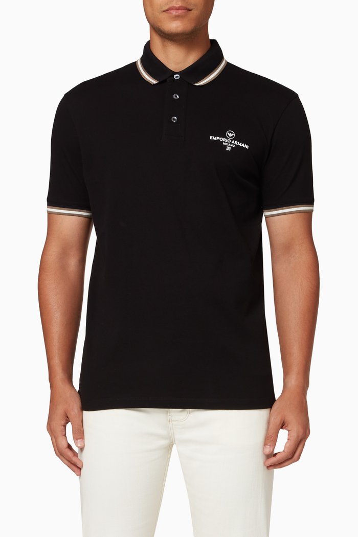 

Logo Polo Shirt in Cotton Piqué, Black