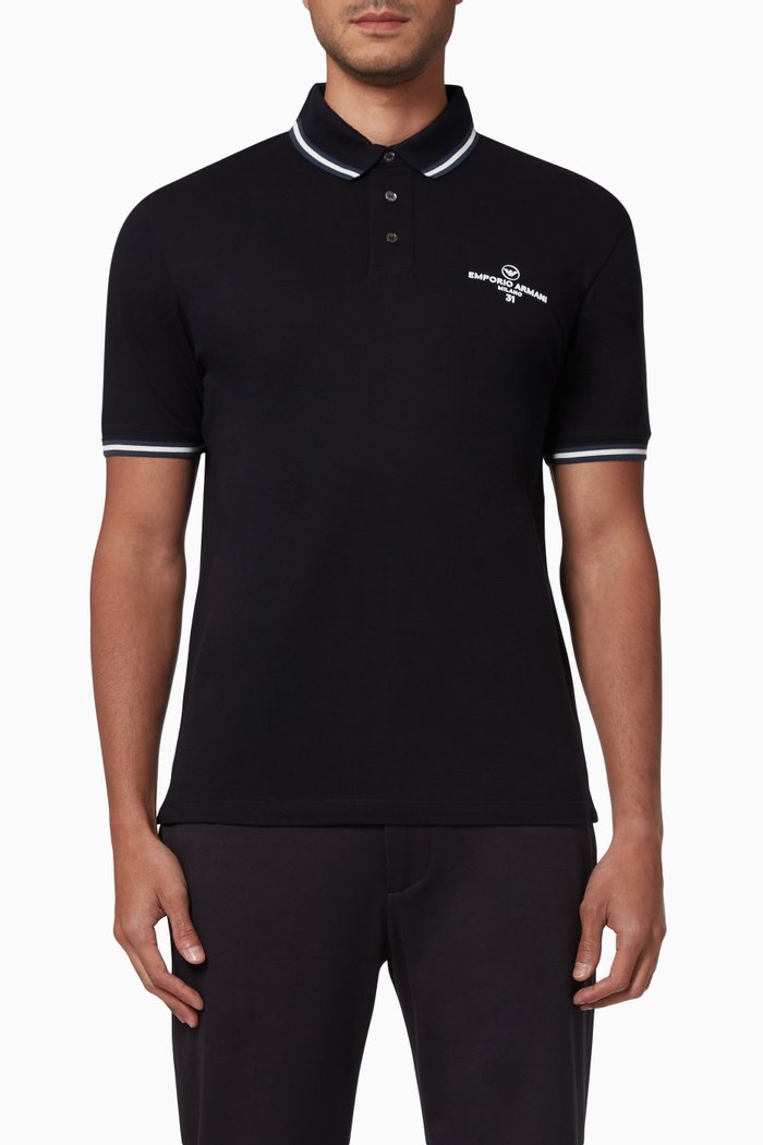 

Logo Polo Shirt in Cotton Piqué, Blue