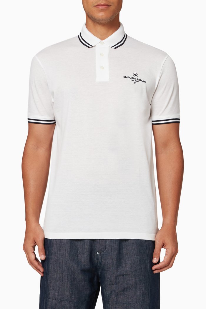 

Logo Polo Shirt in Cotton Piqué, White
