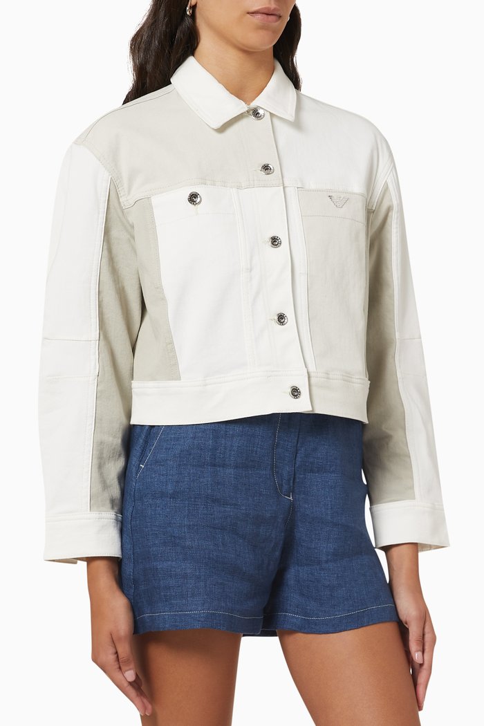 

Colour Block Jacket in Denim, Neutral
