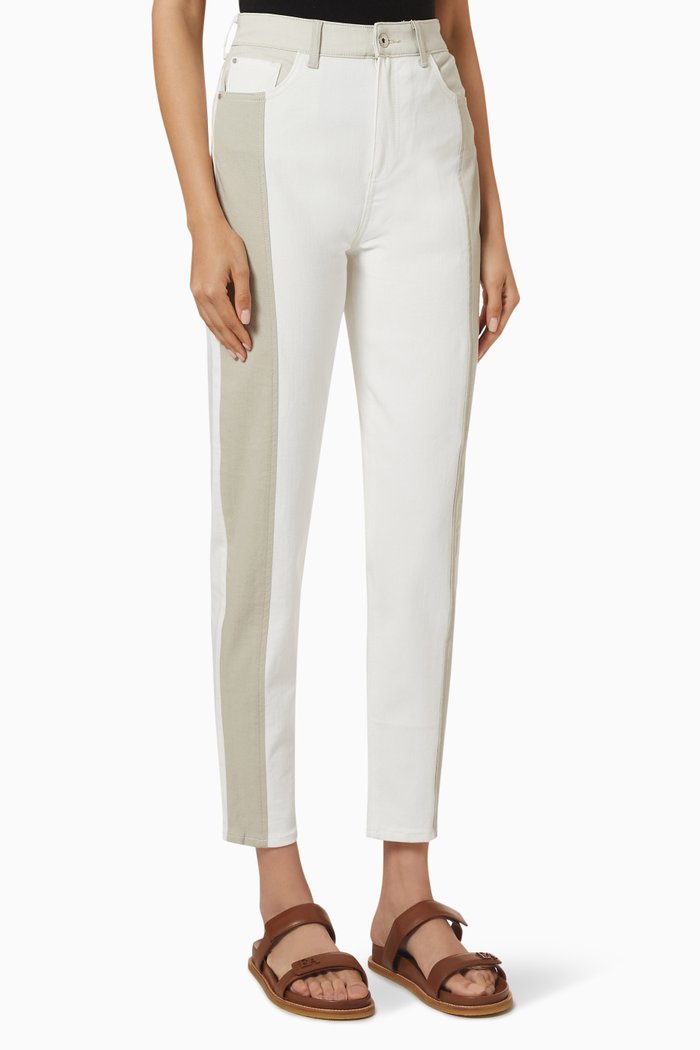 

Colour Block Tapered Fit Jeans, Neutral