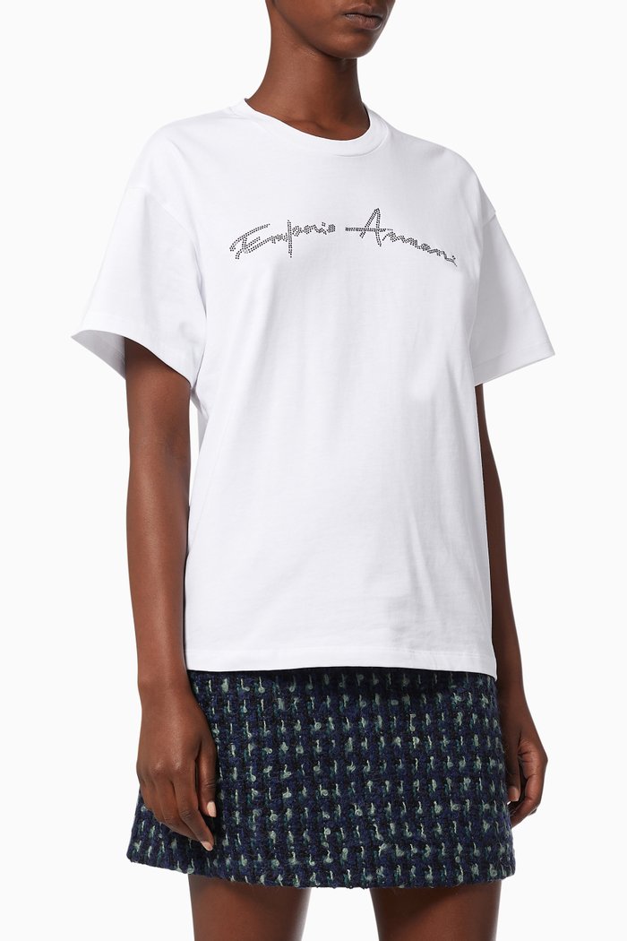

EA Studded T-shirt in Cotton Jersey, White