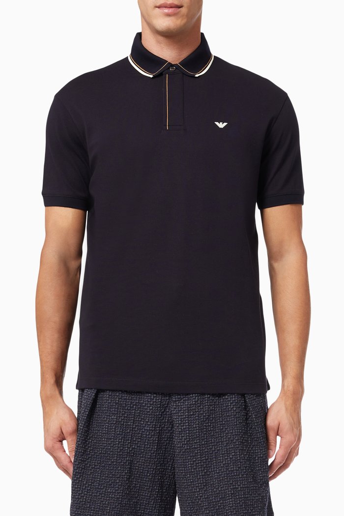 

EA Mercerized Polo Shirt in Cotton, Blue