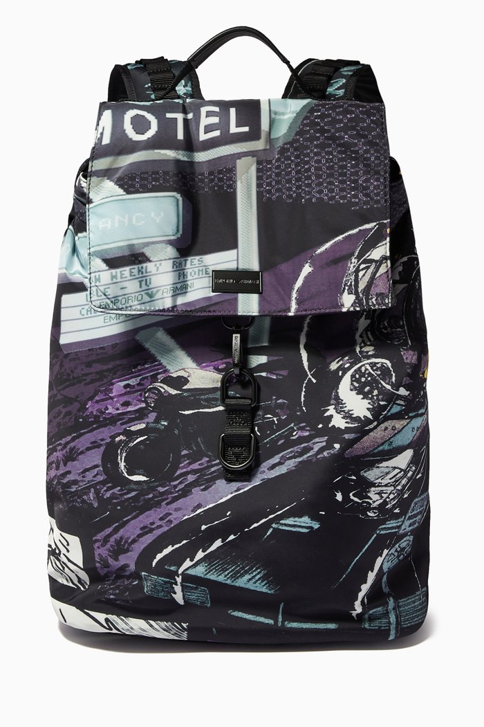 

Printed Backpack in Nylon, Multicolour
