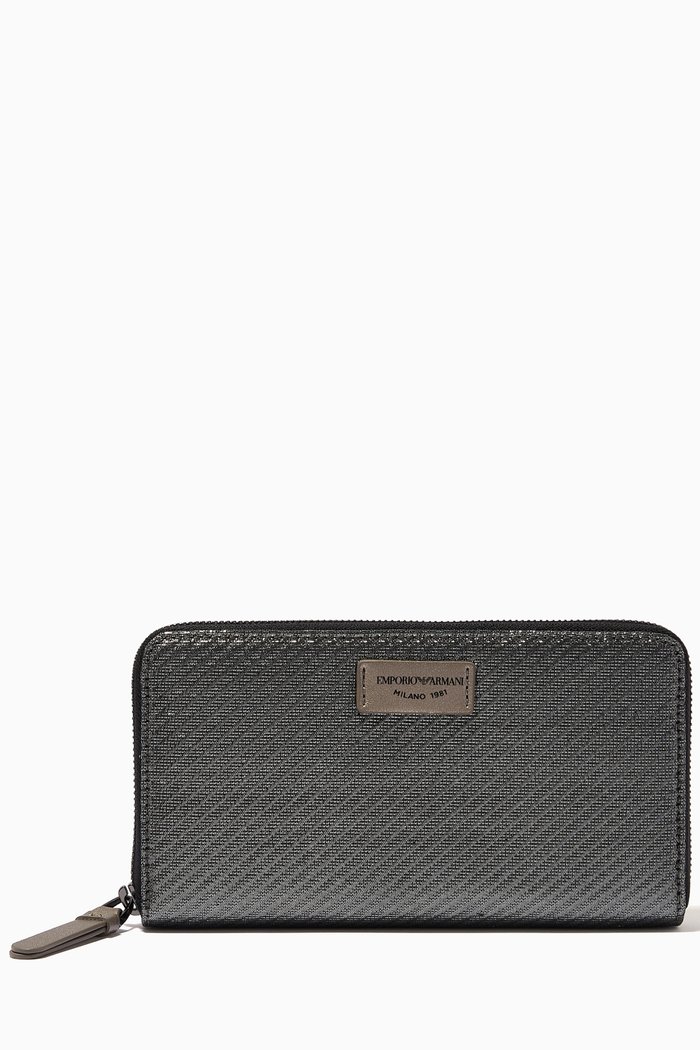 

Wallet in Lamé Leather, Grey