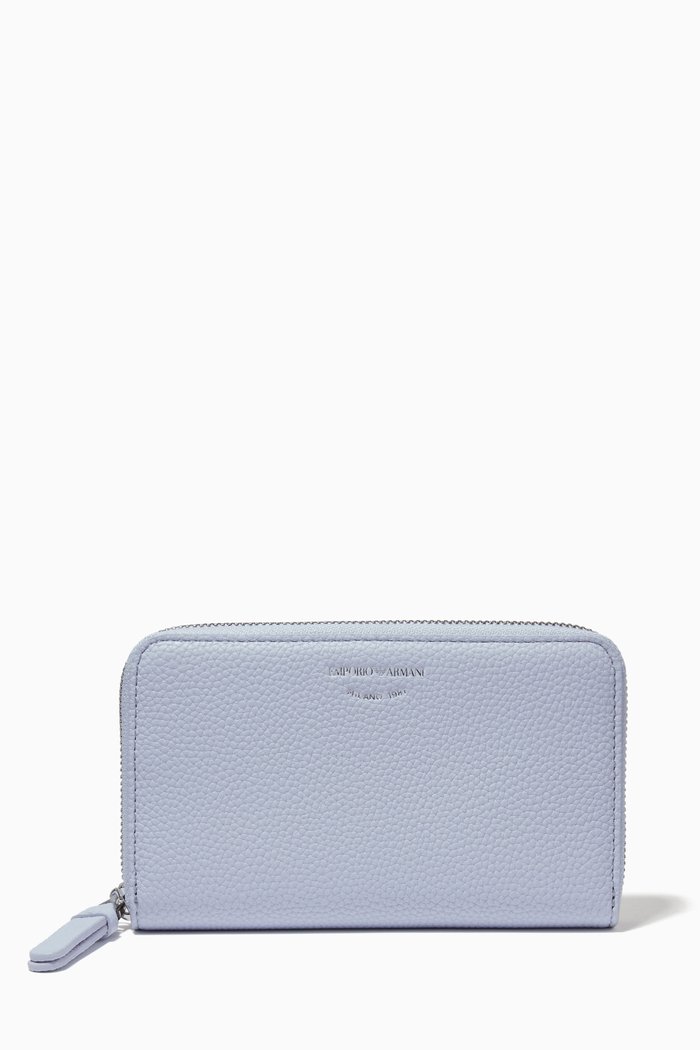 

EA Mini Zip-around Wallet in Eco Leather, Blue