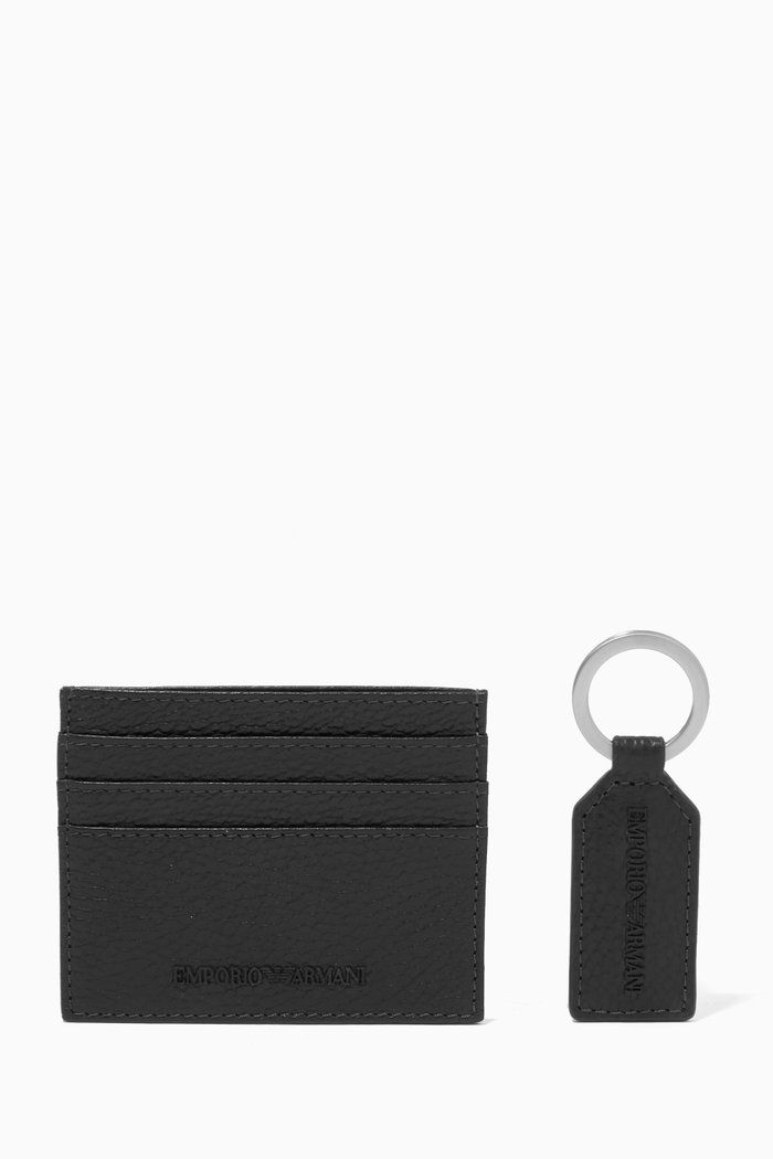 

EA Cardholder & Keyring Gift Set in Leather, Black