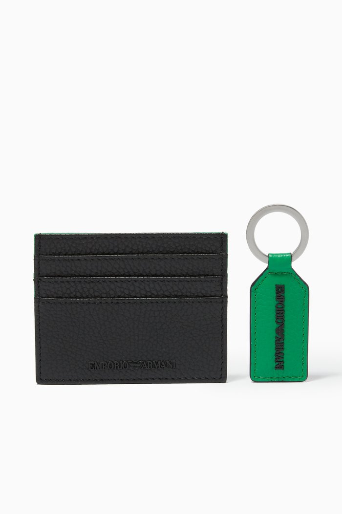 

EA Cardholder & Keyring Gift Set in Leather, Green