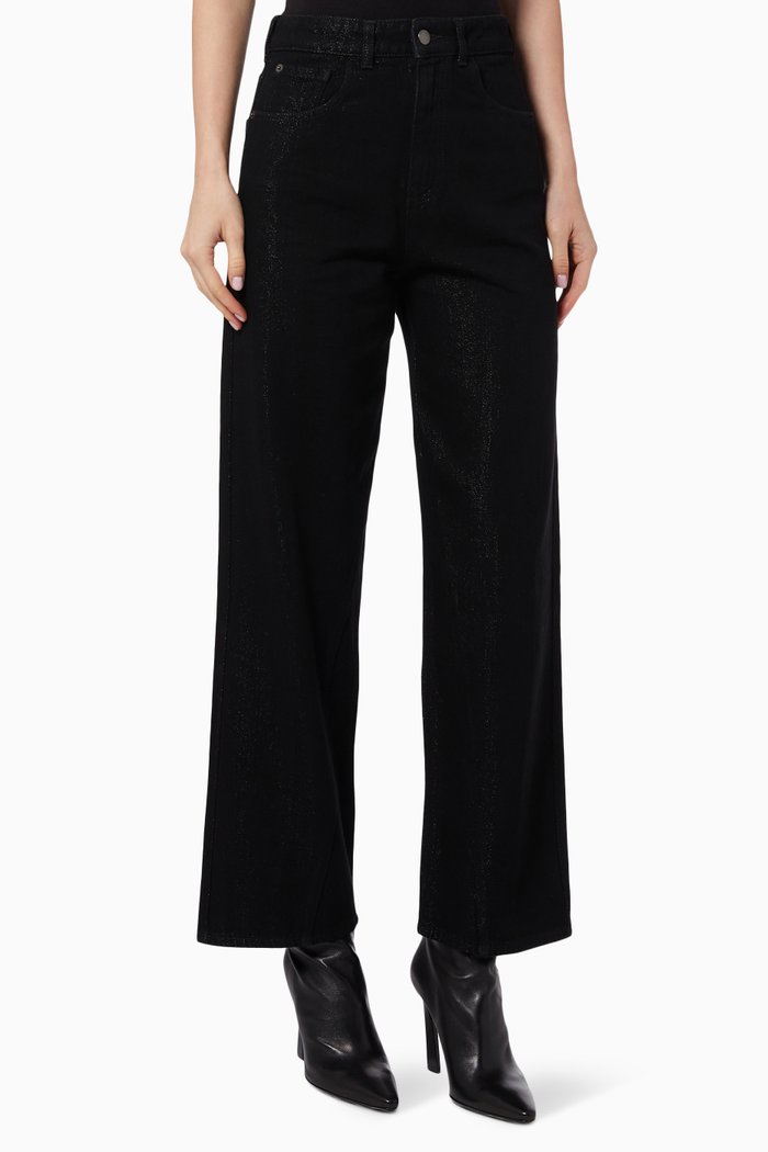 

J31 Wide-leg Jeans in Lurex Denim, Black