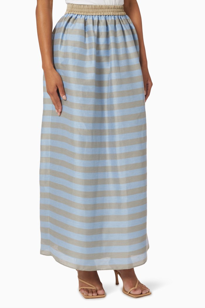 

A-line Skirt in Linen Blend, Blue