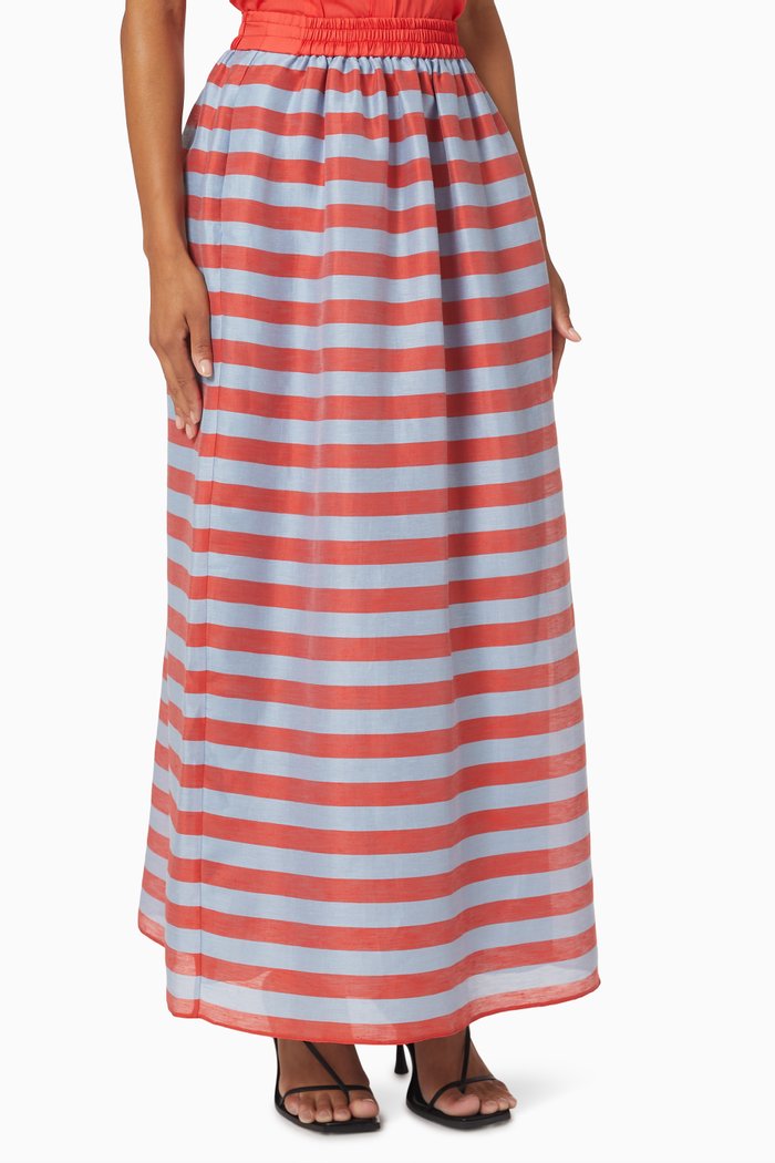 

A-line Skirt in Linen Blend, Red