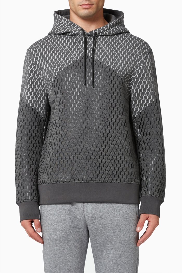 

EA Reflective Alpha Monogram Hoodie in Scuba Jersey, Grey