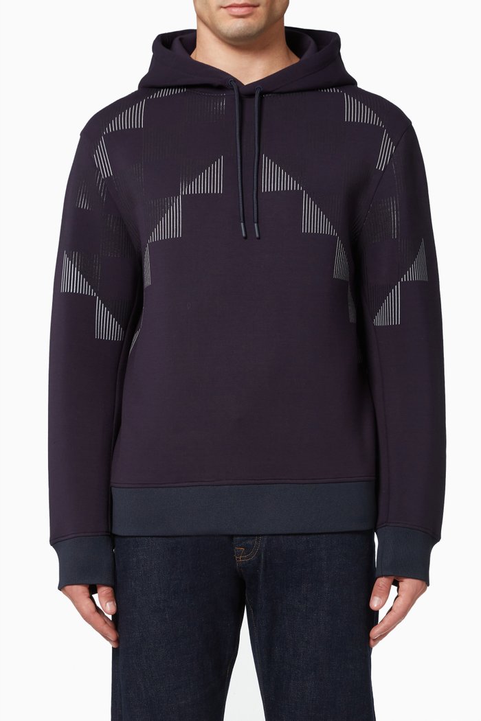 

EA Reflective Alpha Monogram Hoodie in Scuba Jersey, Blue