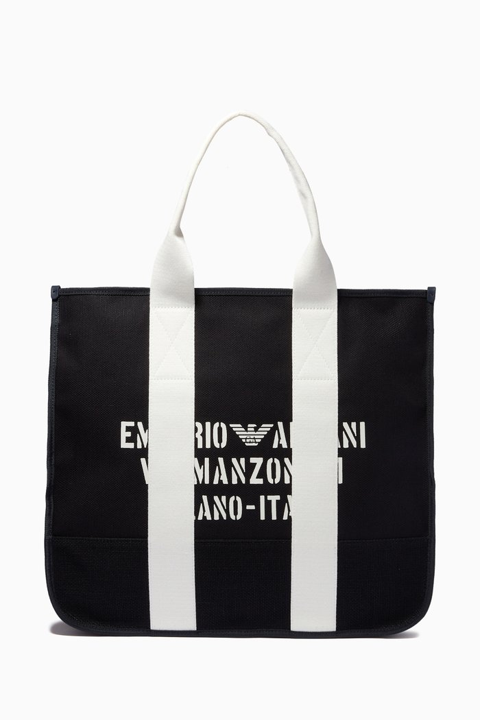 

Logo Tote Bag in Canvas, Blue