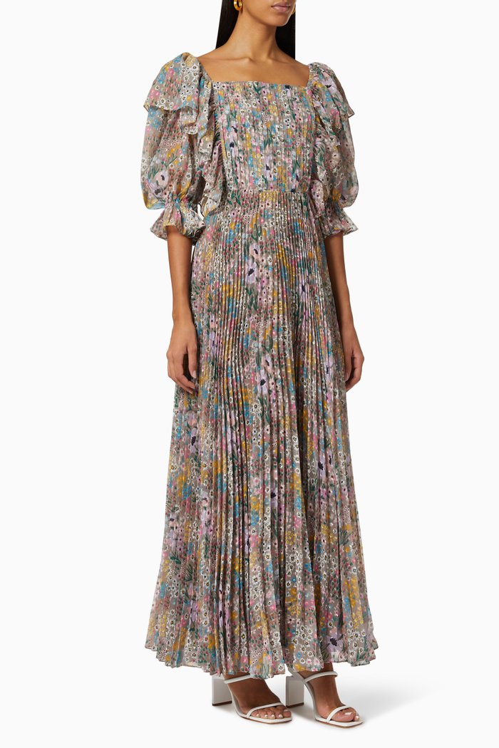 

Cherie-D Floral Pleated Dress, Multicolour