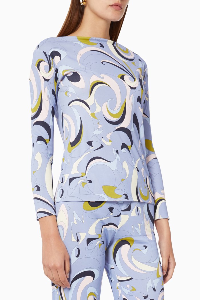 

Itinerari Print Top in Silk Blend, Purple
