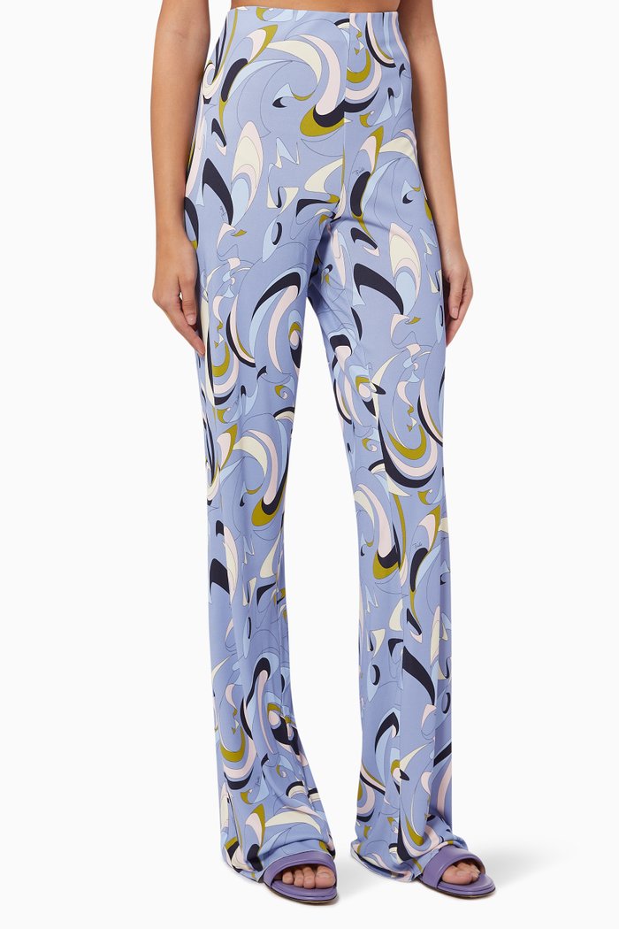 

Itinerari Print Flared Trousers in Viscose, Purple
