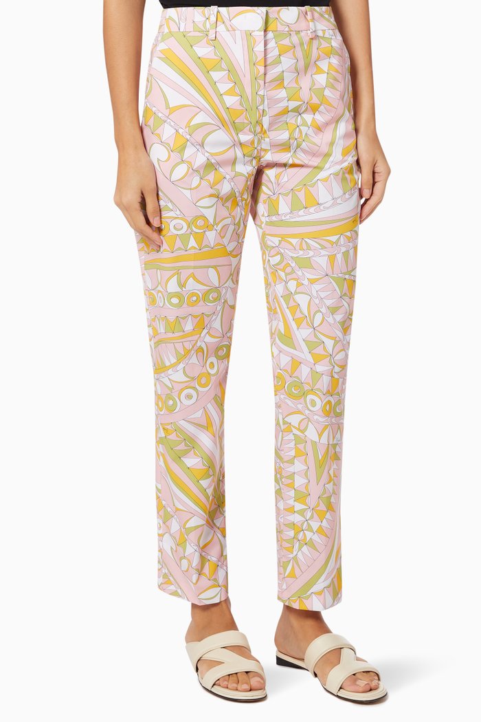 

Bandierine Print Straight Leg Pants, Pink
