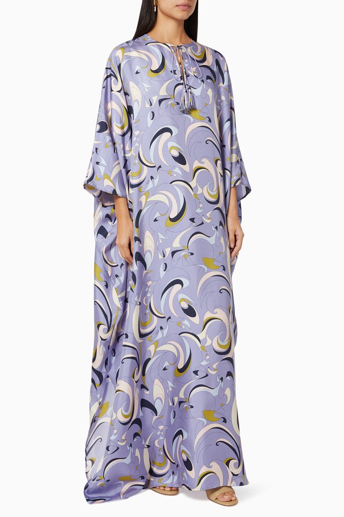 

Itinerari Print Kaftan in Silk Twill, Purple