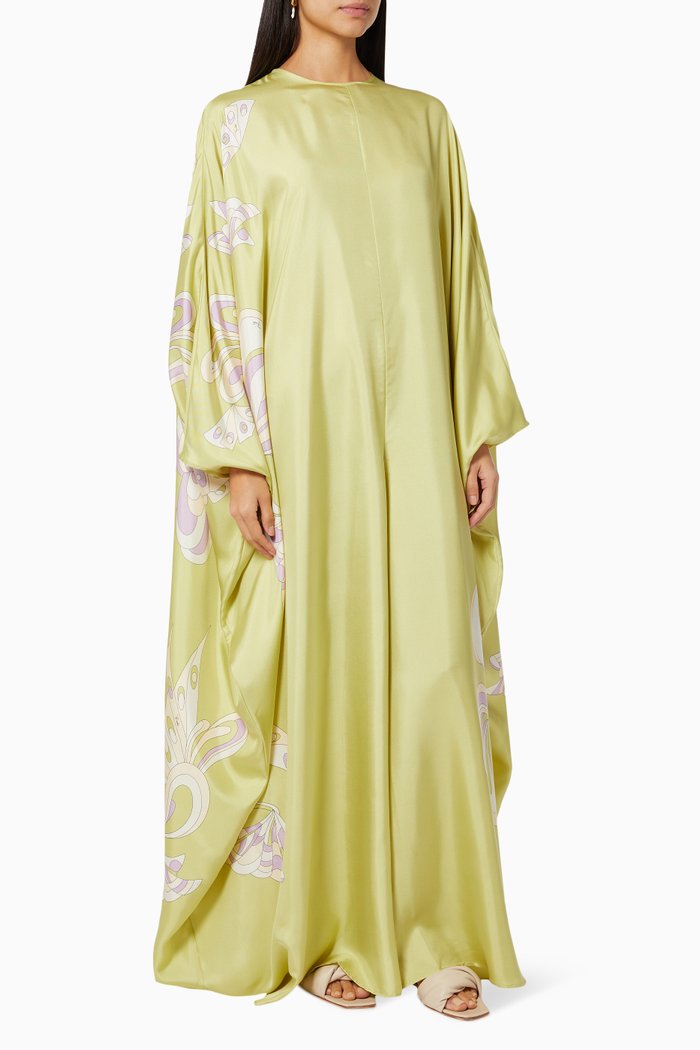

Farfalle Print Jumpsuit in Silk Twill, Green