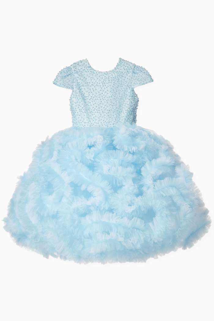 

Lily Beaded Dress in Tulle, Blue