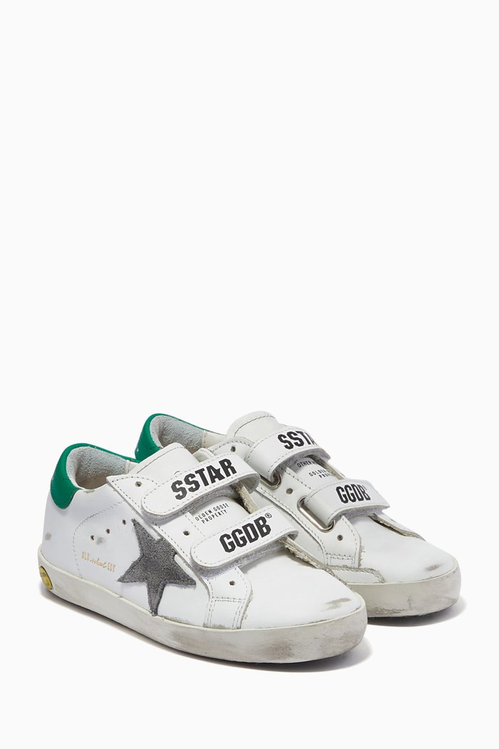 

Old School Sneakers with Suede Star in Leather, White