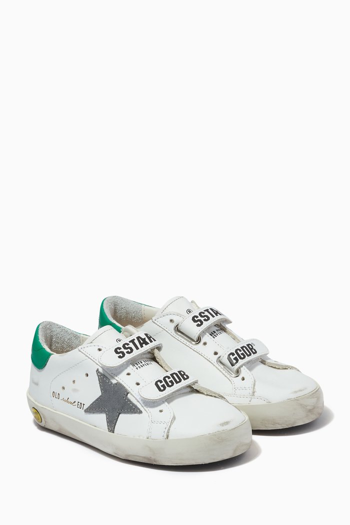 

Old School Sneakers with Suede Star in Leather, White