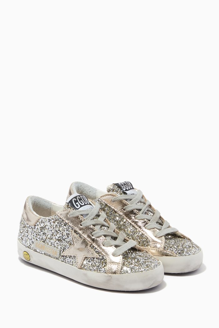 

Super-Star Sneakers with Star in Laminated Leather, Silver