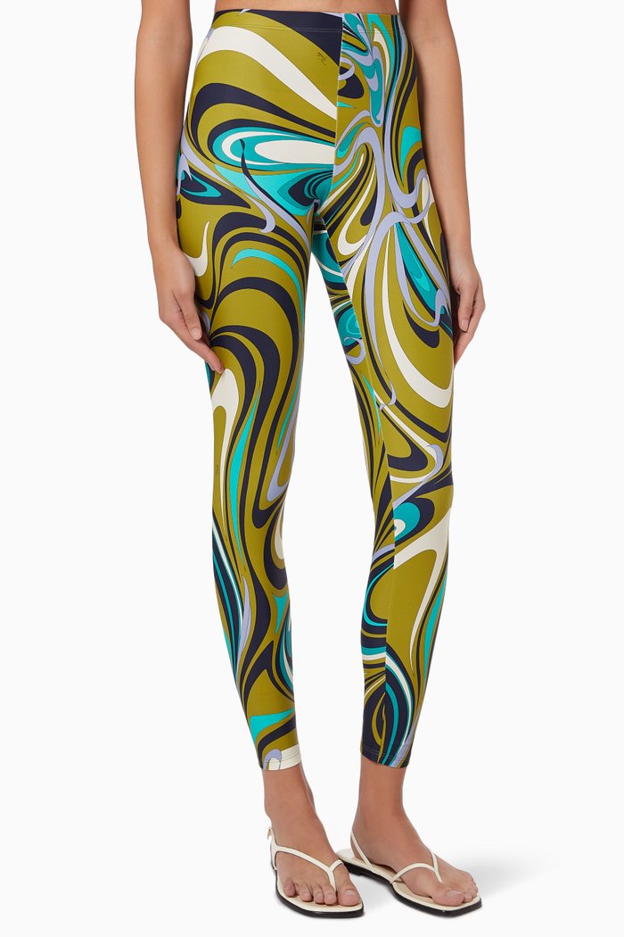 

Onde Print Leggings in Nylon, Green