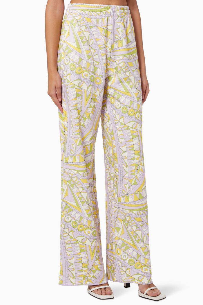 

Bandierine Print Wide-Leg Sweatpants in Cotton, Purple