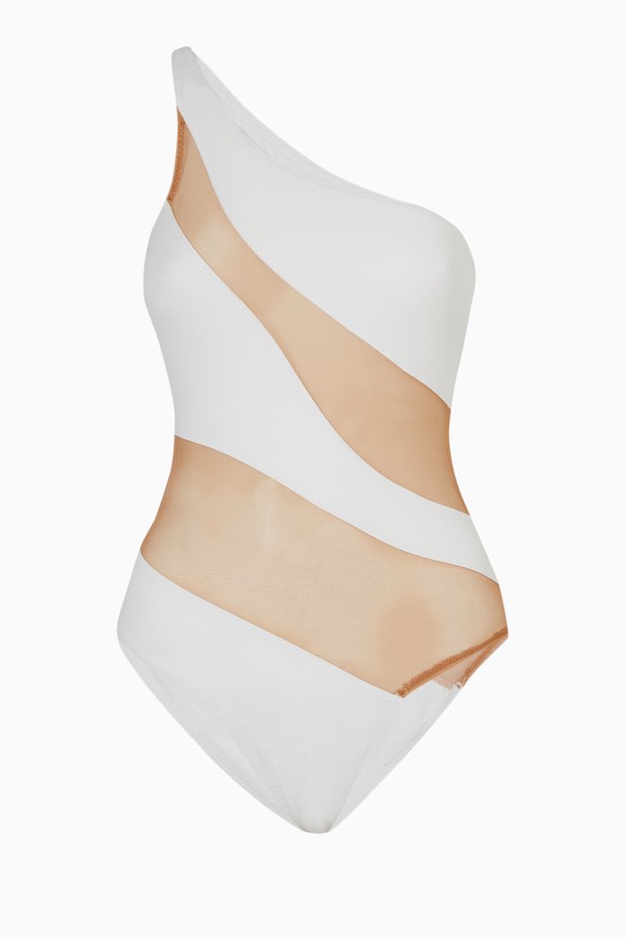 

Snake Mesh Mio One Piece Swimsuit, White