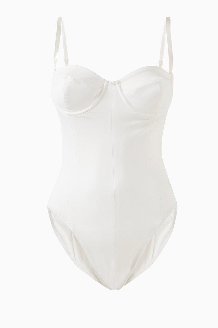 

Corset Mio Swimsuit in Nylon Lycra, White