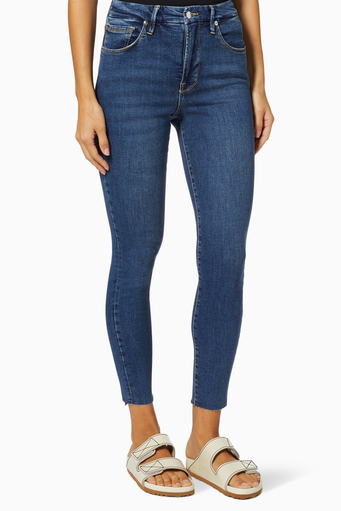 

Good Legs Crop Raw Hem Jeans, Blue