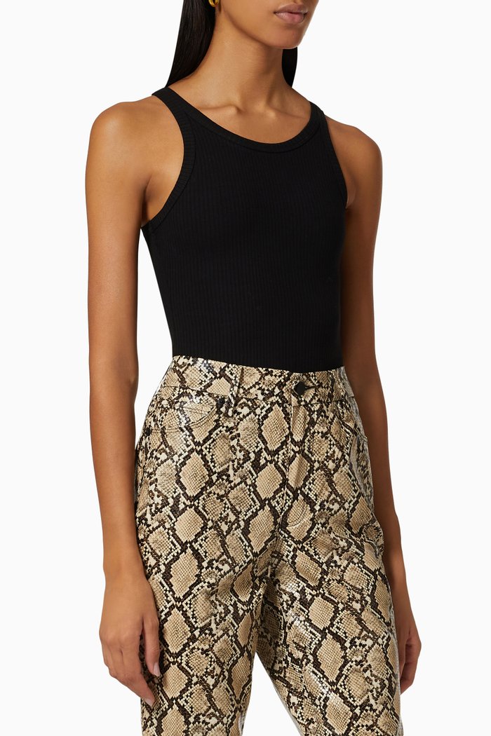 Essential Tank Bodysuit in Rib Jersey, Black